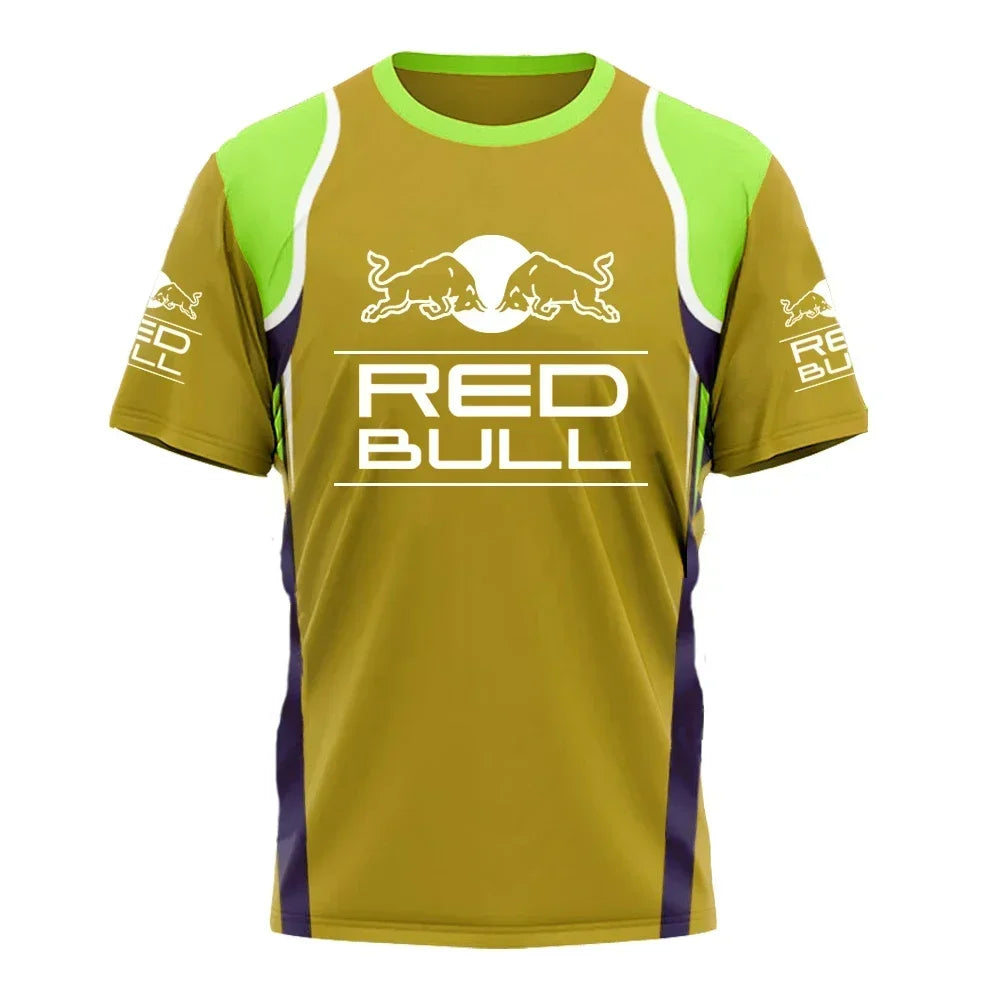 New Red Bull Racing T-Shirt Men'S Sports Round Neck T-Shirt Red Bull 3D Printed Motorcycle Racing Suit Casual Oversized Top