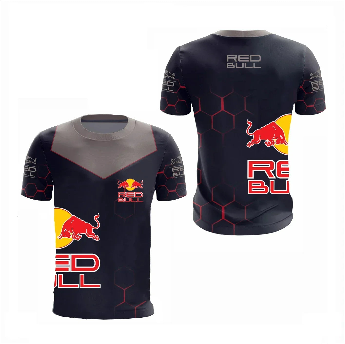 New Red Bull Racing T-Shirt Men'S Sports Round Neck T-Shirt Red Bull 3D Printed Motorcycle Racing Suit Casual Oversized Top
