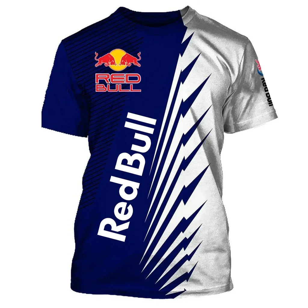 New Red Bull Racing T-Shirt Men'S Sports Round Neck T-Shirt Red Bull 3D Printed Motorcycle Racing Suit Casual Oversized Top