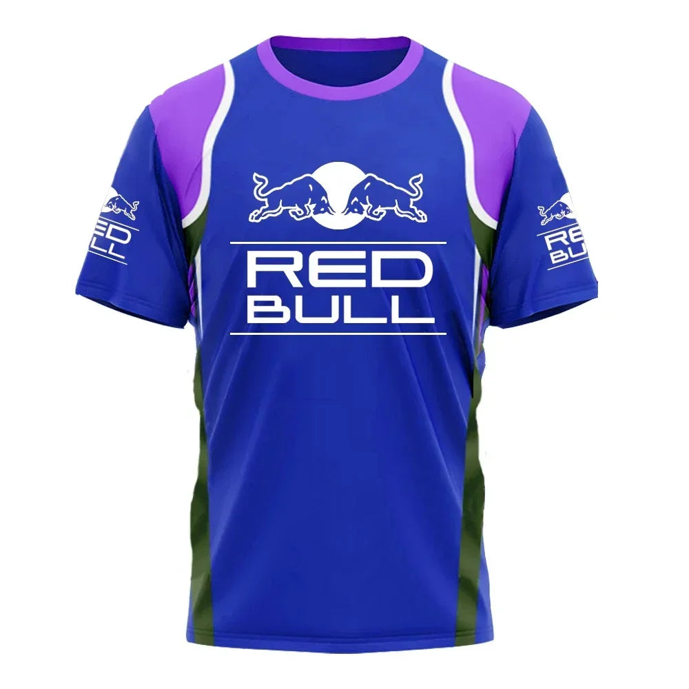 New Red Bull Racing T-Shirt Men'S Sports Round Neck T-Shirt Red Bull 3D Printed Motorcycle Racing Suit Casual Oversized Top