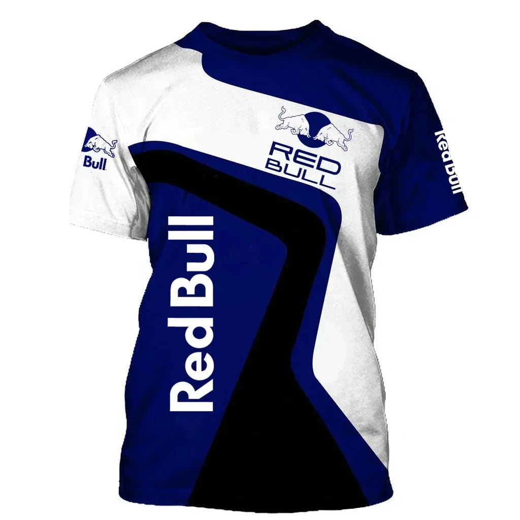 New Red Bull Racing T-Shirt Men'S Sports Round Neck T-Shirt Red Bull 3D Printed Motorcycle Racing Suit Casual Oversized Top
