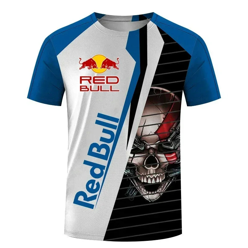 New Red Bull Racing T-Shirt Men'S Sports Round Neck T-Shirt Red Bull 3D Printed Motorcycle Racing Suit Casual Oversized Top