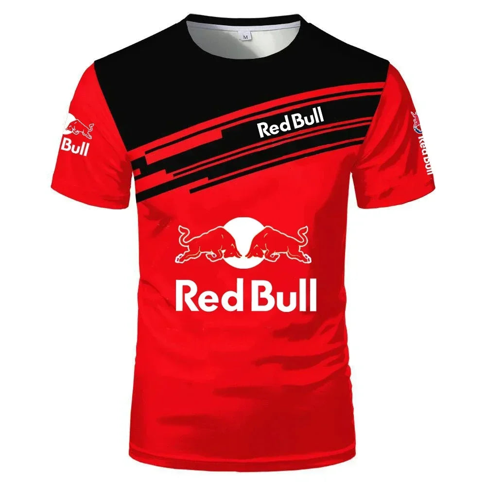 New Red Bull Racing T-Shirt Men'S Sports Round Neck T-Shirt Red Bull 3D Printed Motorcycle Racing Suit Casual Oversized Top