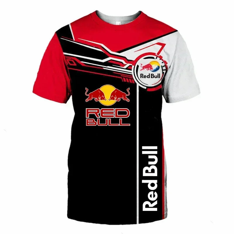 New Red Bull Racing T-Shirt Men'S Sports Round Neck T-Shirt Red Bull 3D Printed Motorcycle Racing Suit Casual Oversized Top