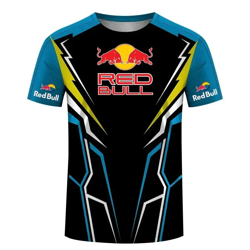 New Red Bull Racing T-Shirt Men'S Sports Round Neck T-Shirt Red Bull 3D Printed Motorcycle Racing Suit Casual Oversized Top
